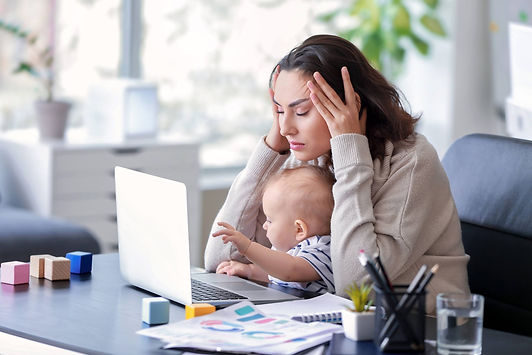 A mother feeling overwhelmed trying to do it all. marble wellness is a st.louis, mo therapy practice offering therapy and counseling for mothers. Marble Wellness offers in person, virtual and park therapy in Ballwin, MO. 