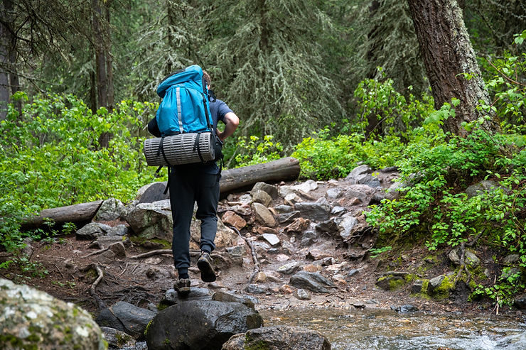 A man walks on a trail in the woods. Walking can be a helpful tool to combat anxiety. Learn more in Therapy for Anxiety in St. Louis, MO and connect with an Anxiety Therapist today.