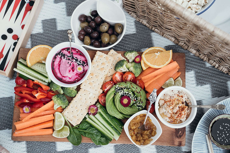 A tray with a variety of healthy food on it. Nutrition plays a key role in managing mental health. Learn more in Therapy for Anxiety in St. Louis, MO.