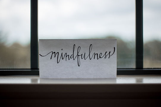 A small paper sign says "mindfulness". At Marble Wellness, a therapist near me in St. Louis, MO, self-care tips for moms and mindfulness techniques can be shared through in-person therapy, online therapy, and park therapy sessions. Online therapy is available to anyone in Missouri and Illinois.