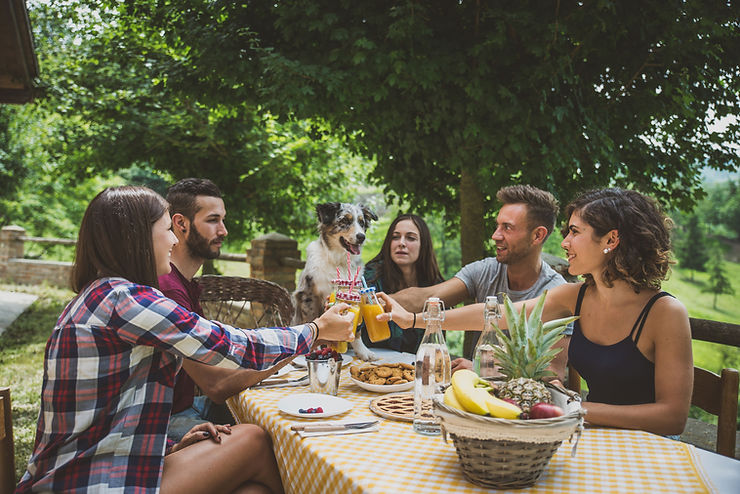 Friends enjoying an outdoor picnic. For those with healthy anxiety during COVID-19, it is important to find ways to stay connected. Marble Wellness has therapists for chronic pain and chronic illness, and also provides counseling for anxiety. Call us today!