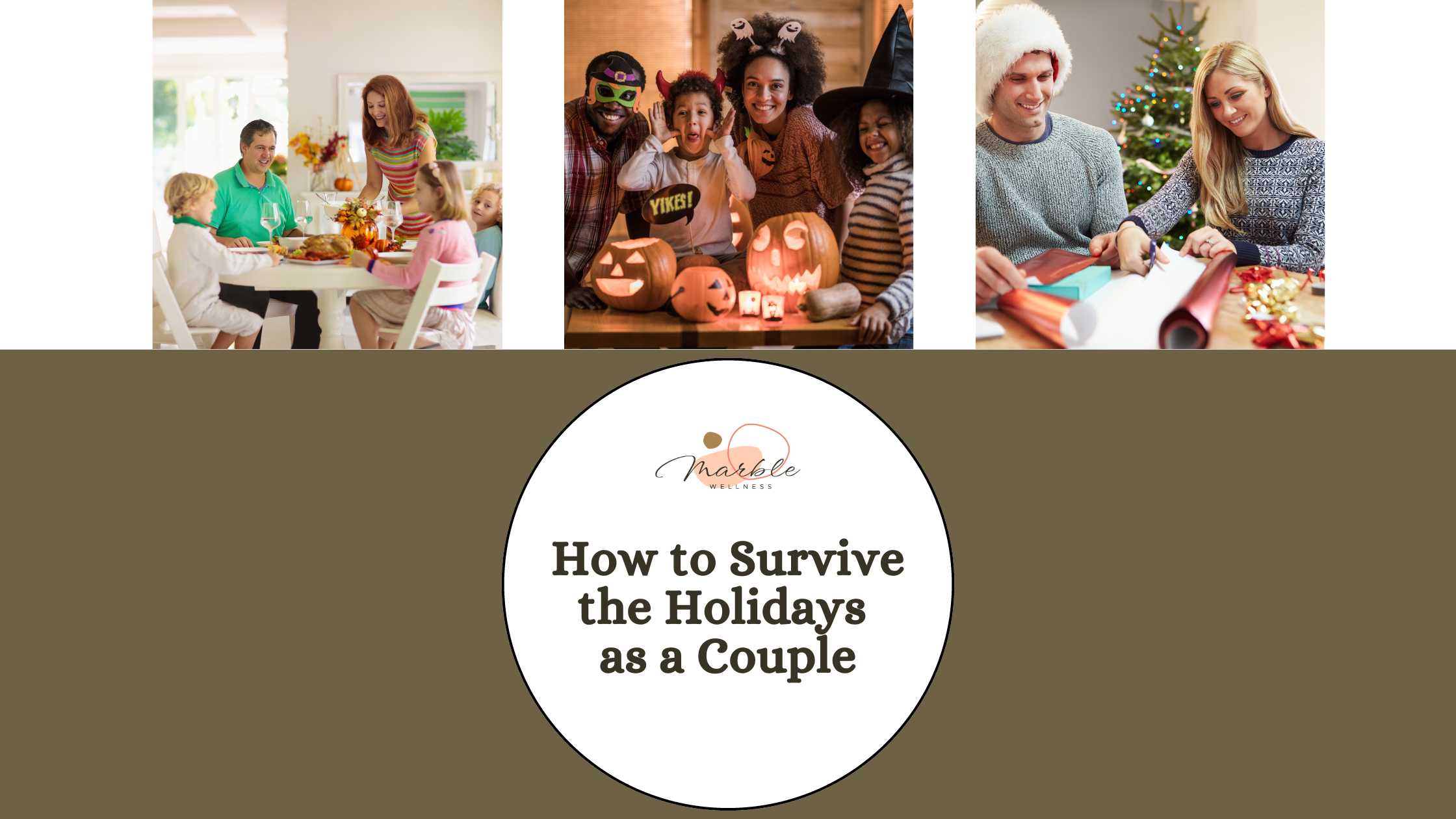 Photos of happy families over the holidays. How to Survive the Holidays as a Couple is a blog by St. Louis, MO couples therapists in Ballwin, MO here.