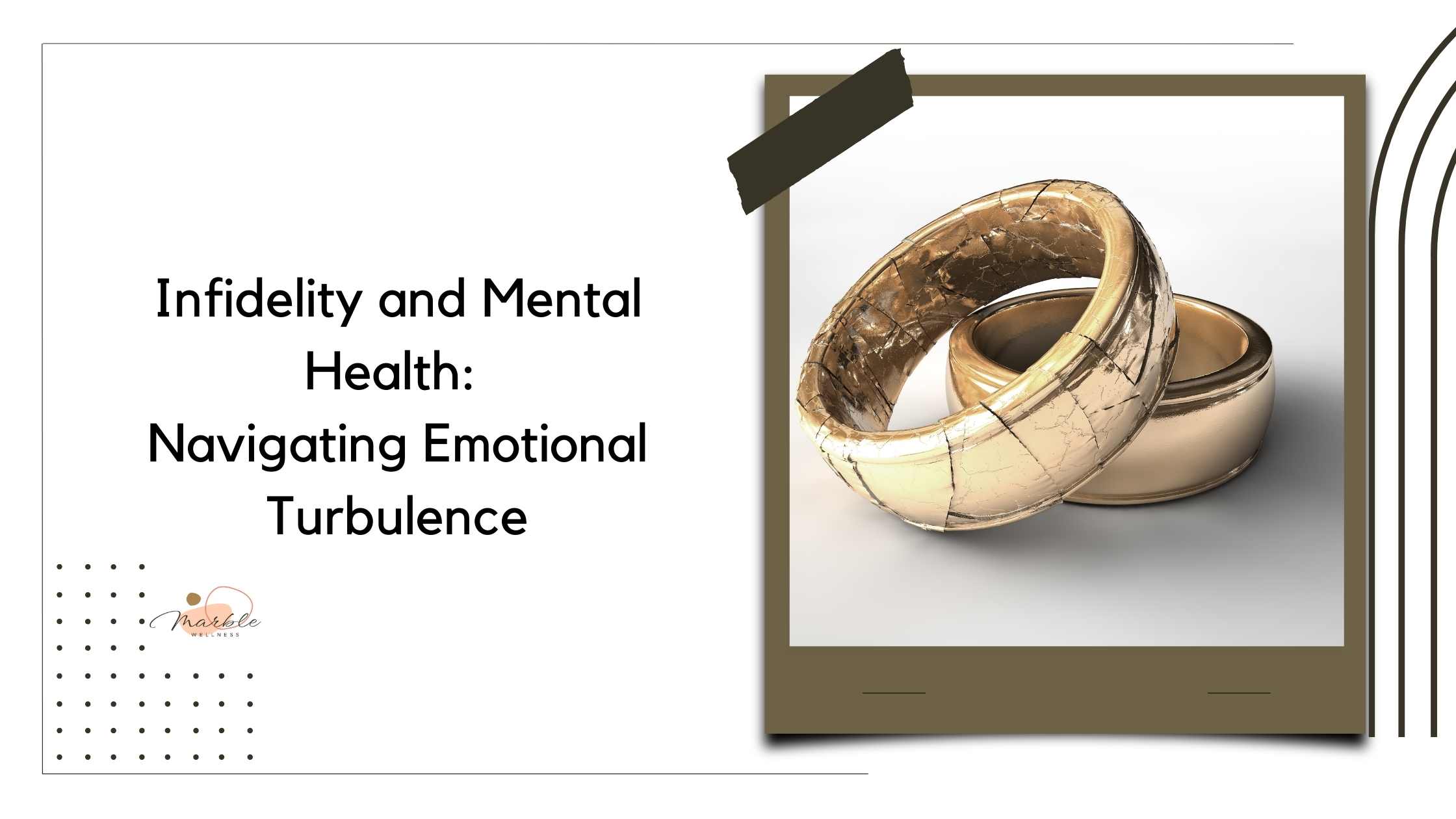 Wooden rings stacked on each other with text "Infidelity and Mental Health: Navigating Emotional Turbulence with a STL Couples Therapist near West County, MO.