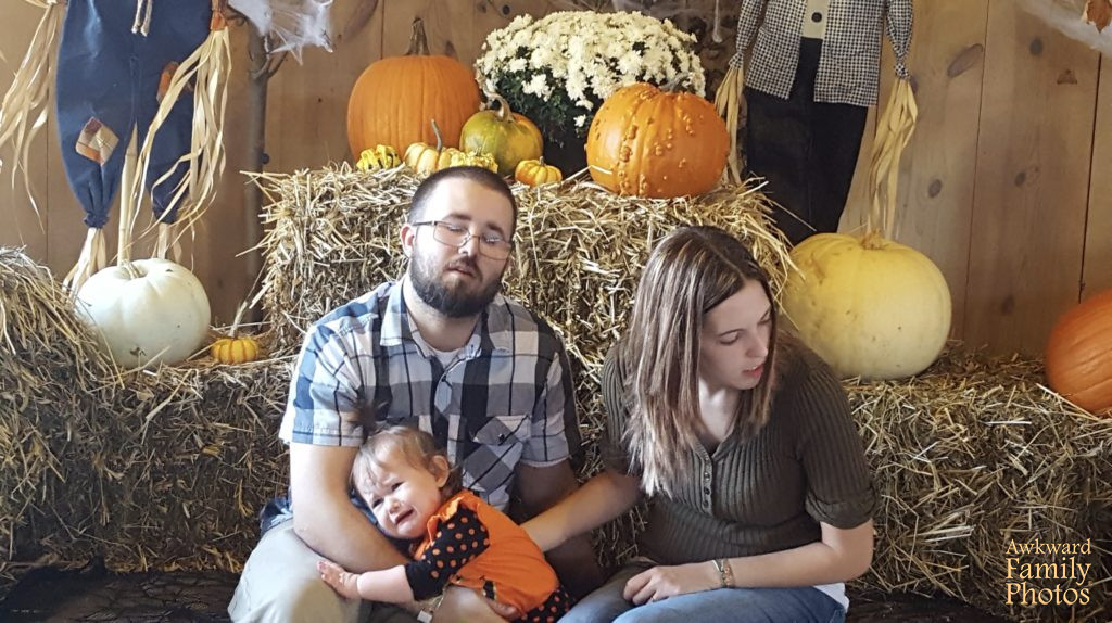 Perfectly imperfect photo from the pumpkin patch submitted to Awkward Family Photos. You do NOT have to feel pressure do the holidays perfectly! A St. Louis, MO therapist shares thoughts for relaxing into the holidays.