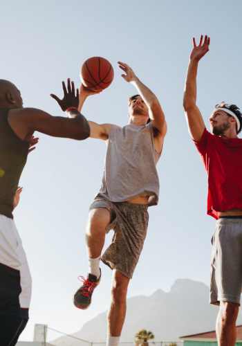 Men Playing Basketball | Therapy for Men in the St. Louis, MO area | Chesterfield Therapy for Men Men playing basketball together. Therapy for Men in Ballwin, MO can help you feel more like yourself again. Talk with a male therapist in St. Louis, MO about what is bothering you today.