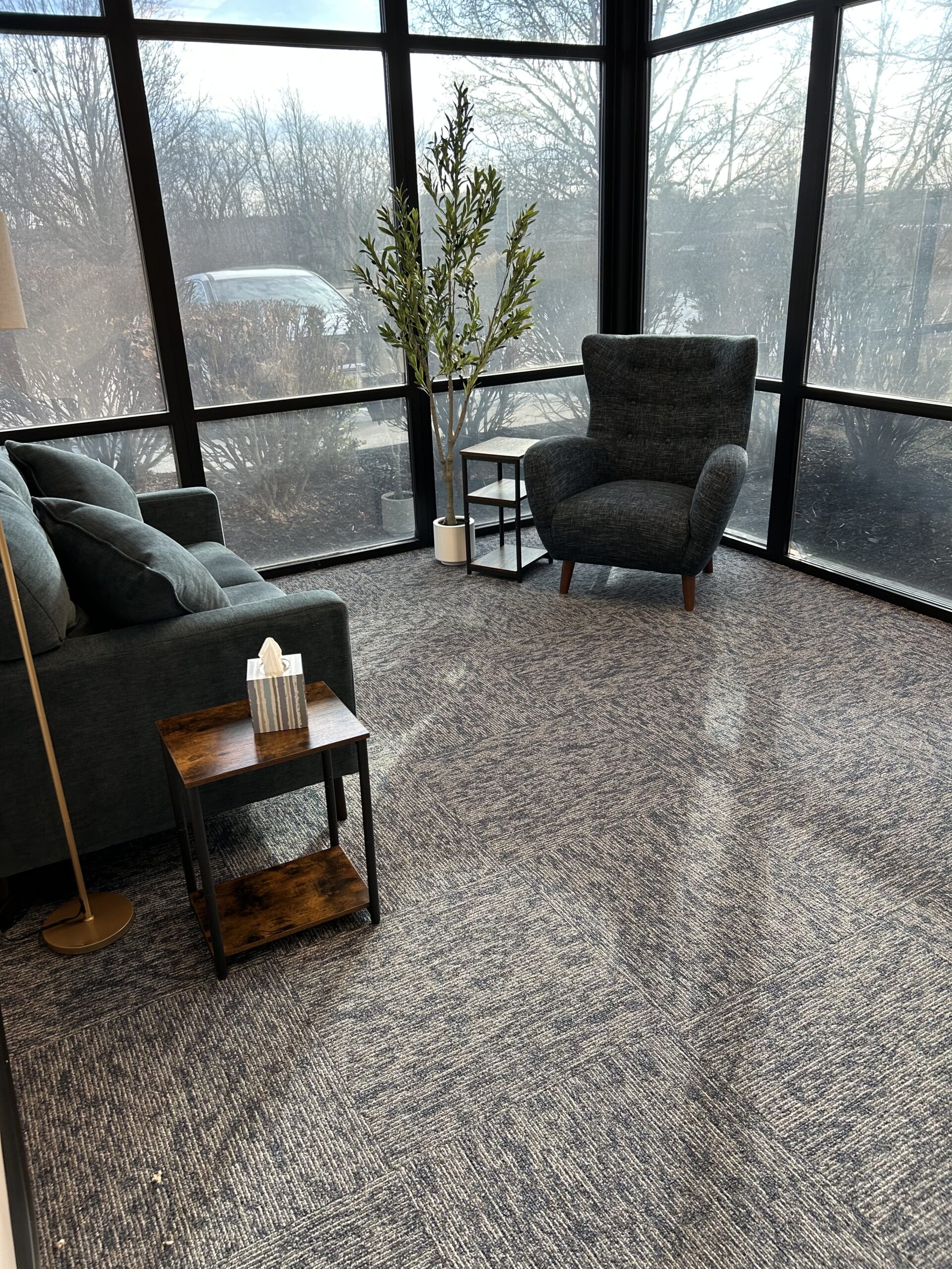 Therapy room at Lake St. Louis Maternal Mental Health Therapy Office. ou can now talk with an expert maternal mental health therapist serving Wentzville, Troy, O’Fallon, Cottleville, Weldon Spring, Defiance, Augusta, Marthasville, Warrenton, Foristell & beyond.